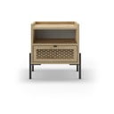 Naktinis staliukas natūralios spalvos iš ąžuolo su lentynomis Inca – Marckeric