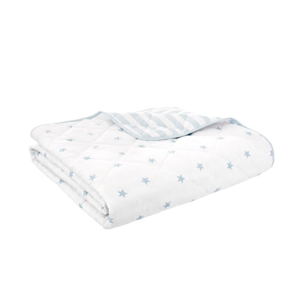 Baltos spalvos/mėlynos spalvos iš medvilnės dygsniuota vaikiška lovatiesė 135x190 cm Mini Star & Stripes – Bianca