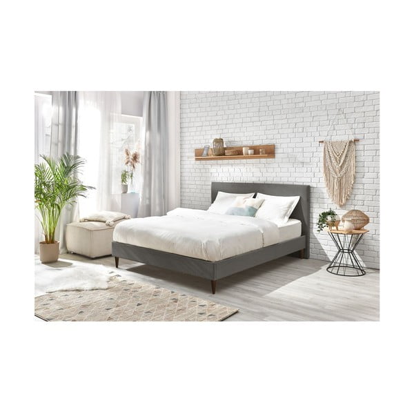 Tamsiai pilka velvetinė dvigulė lova Bobochic Paris Anja Dark, 160 x 200 cm-image-4