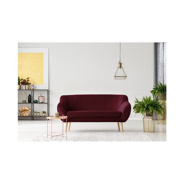 Tamsiai raudonos spalvos dvivietė sofa Mazzini Sofas Benito-image-4