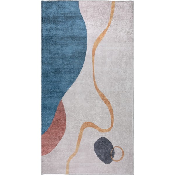 Skalbiamas kilimas mėlynos spalvos/kreminės spalvos 50x80 cm – Vitaus