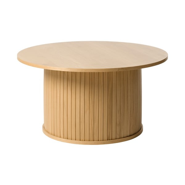Apvalus natūralios spalvos ąžuolo apdailos kavos staliukas ø 90 cm Nola - Unique Furniture