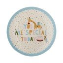 Šviesiai mėlynos spalvos/kreminės spalvos iš akmens masės vaikiška lėkštė ø 16 cm Celebrate – Bloomingville Mini