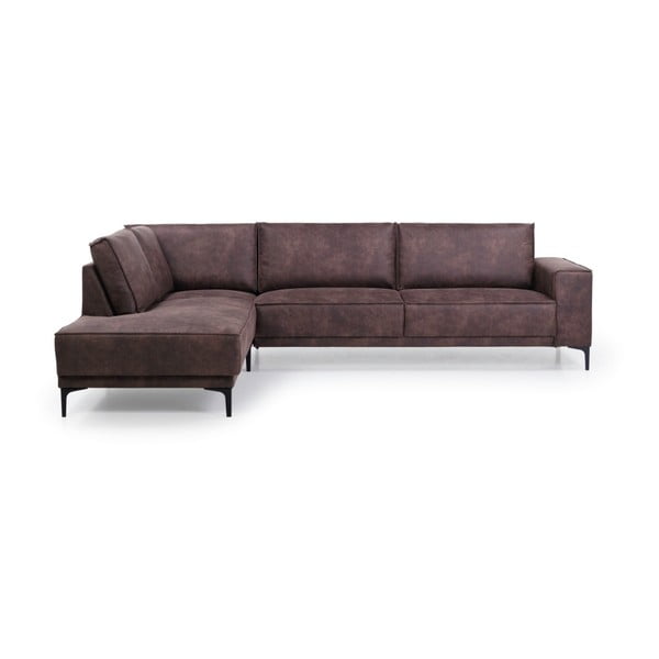 Iš dirbtinės odos kampinė sofa rudos spalvos (su kairiuoju kampu) Copenhagen – Scandic