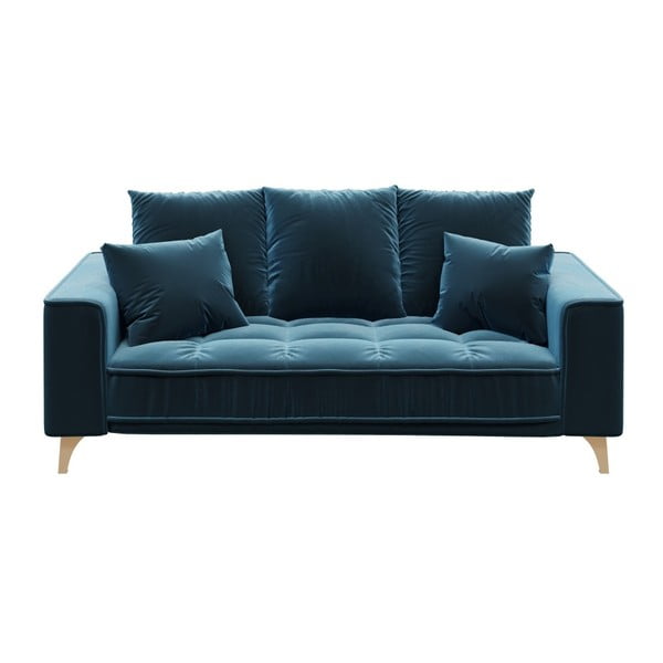 Tamsiai mėlyna aksominė sofa Devichy Chloe, 204 cm