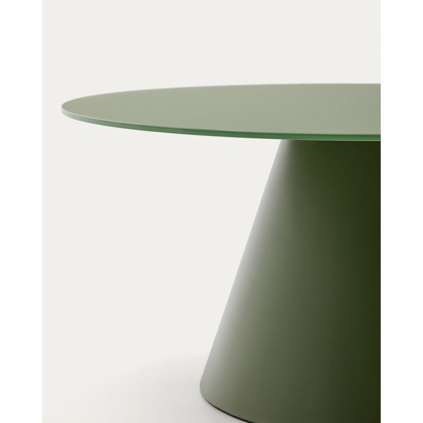 Žalios spalvos apvalios formos kavos staliukas su stikliniu stalviršiu ø 80 cm Wilshire – Kave Home-image-2