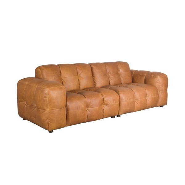 Konjako rudos spalvos sofa iš odos 264 cm Hackman – Dutchbone-image-2