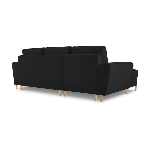 Juodos spalvos iš boucle sulankstoma/su sandėliavimo vieta kampinė sofa (su kairiuoju kampu/su gultu) Kyoto – Cosmopolitan Design-image-4