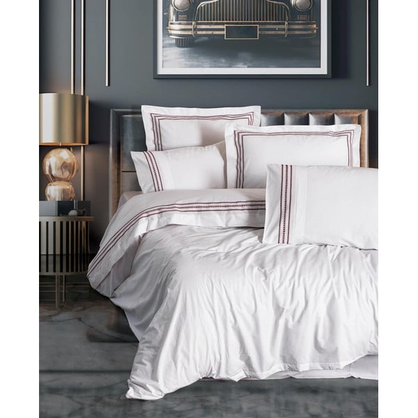 Baltos spalvos iš ranforce medvilnės viengulė patalynė 140x200 cm Red Heritage Lines – Mila Home Luxury