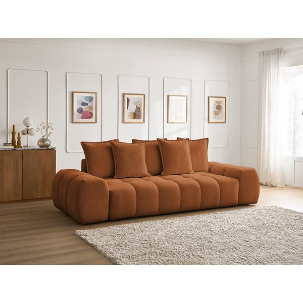 Terakotos spalvos iš šenilinio audinio sofa 278 cm Everest – Bobochic Paris-image-1