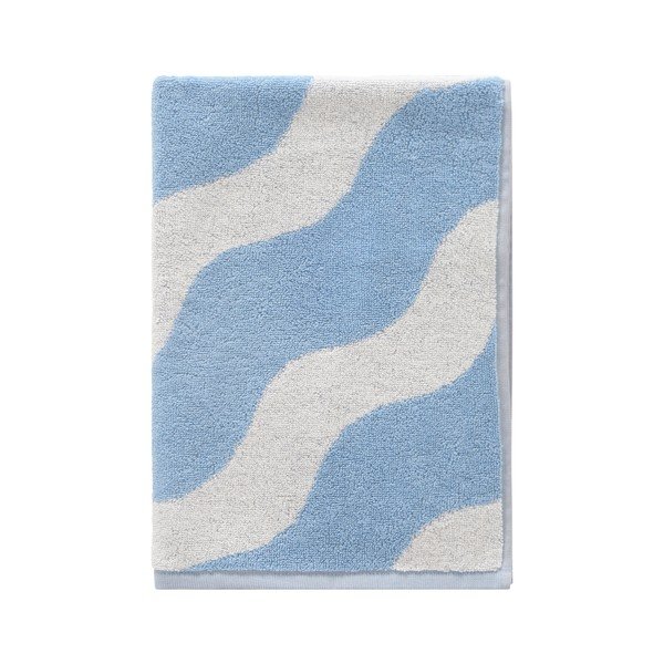 Baltos spalvos/šviesiai mėlynos spalvos iš medvilnės rankšluostis 50x70 cm Waves – Jotex