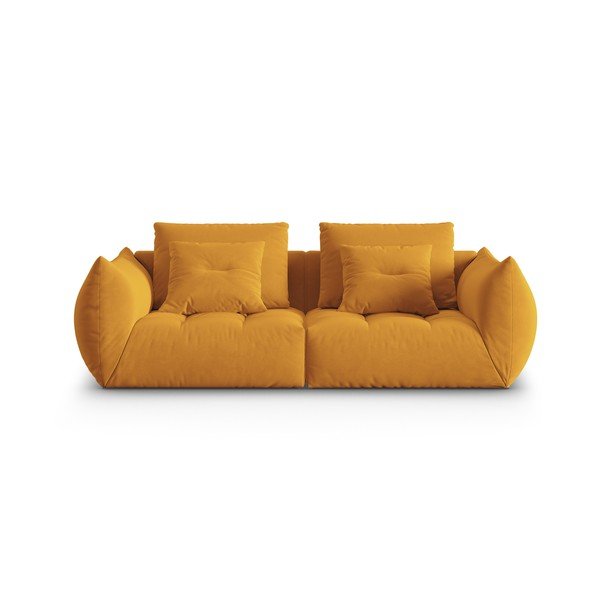 Geltonos spalvos iš velveto sofa 232 cm Bloom – Micadoni 