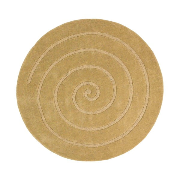 Smėlio spalvos vilnonis kilimas Think Rugs Spiral, ⌀ 140 cm