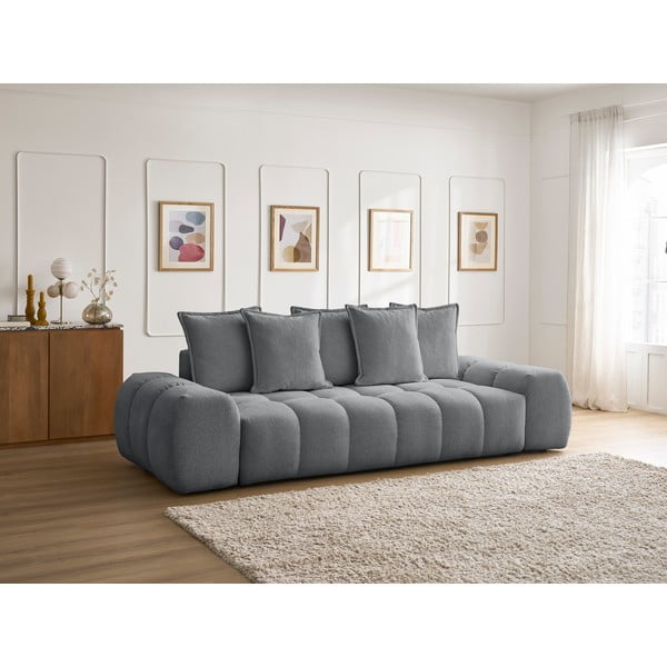 Tamsiai pilkos spalvos iš šenilinio audinio sulankstoma/su sandėliavimo vieta sofa 278 cm Everest – Bobochic Paris-image-1