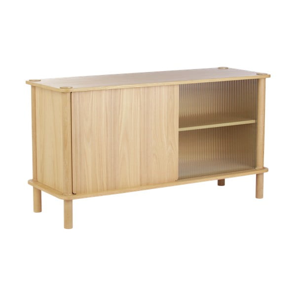 Natūralios spalvos iš ąžuolo masyvo vitrina su stumdomomis durimis 135x73,5x48 cm Italic – UMAGE-image-4