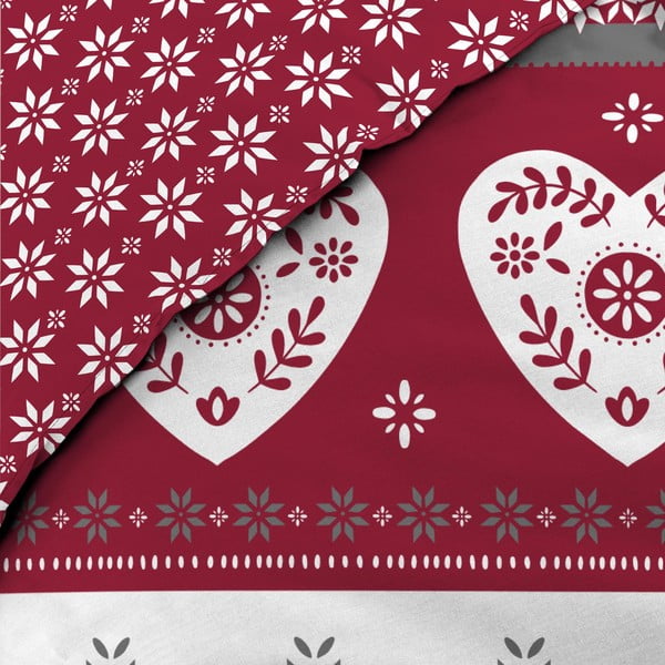 Iš medvilnės dvigulė/itin ilga patalynė raudonos spalvos 240x220 cm Alpage – douceur d'intérieur-image-3