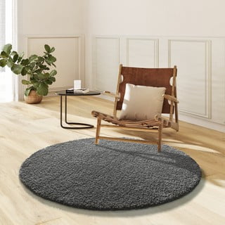 Apvalios formos kilimas antracito spalvos ø 130 cm Norge – Universal