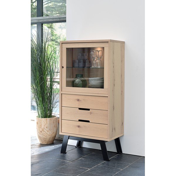 Vitrina iš ąžuolo medienos "Canett Vito", aukštis 145 cm-image-1