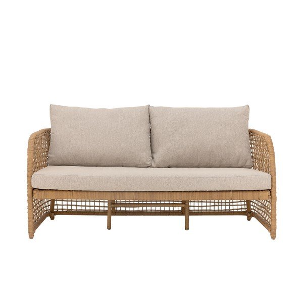 Smėlio spalvos/natūralios spalvos iš dirbtinio rotango sodo sofa Penzano – Bloomingville-image-4
