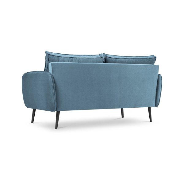 Šviesiai mėlyna aksominė sofa su juodomis kojomis Kooko Home Lento, 158 cm-image-3