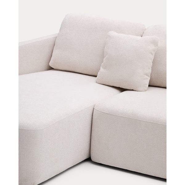 Kreminės spalvos iš šenilinio audinio sulankstoma kampinė sofa (su kairiuoju kampu/su gultu) Laira – Kave Home-image-1