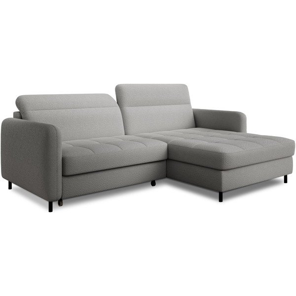 Pilkos spalvos iš boucle sulankstoma/su sandėliavimo vieta kampinė sofa (su dešiniuoju kampu/su gultu) Gomsi – ELTAP-image-3
