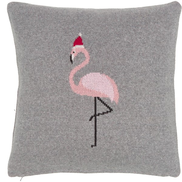 Pilkos spalvos medvilninis dekoratyvinis pagalvės užvalkalas Westwing Collection Flamingo, 40 x 40 cm