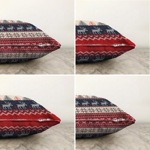 4 kalėdinių šenilinių pagalvėlių užvalkalų rinkinys Minimalist Cushion Covers Blue Nordic, 55 x 55 cm-image-1