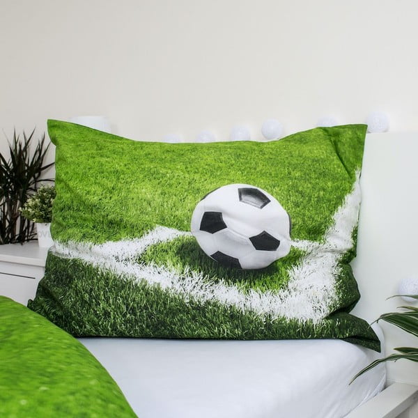 Žalios spalvos iš medvilnės viengulė vaikiška patalynė 140x200 cm Football – Jerry Fabrics-image-3