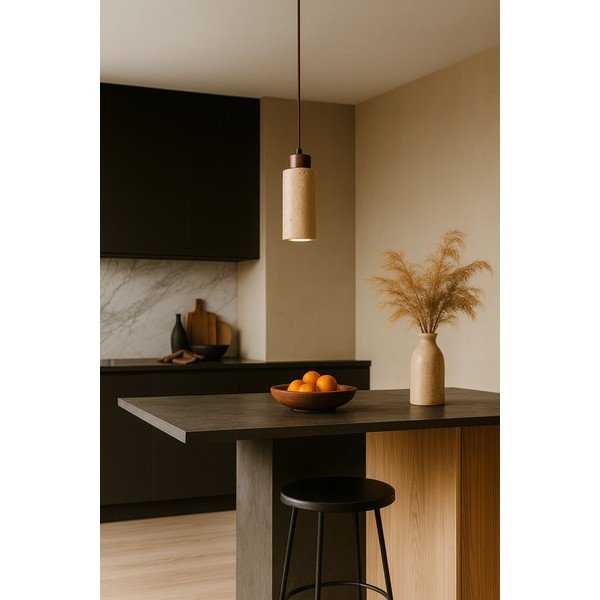 Smėlio spalvos kabantis šviestuvas ø 6,5 cm su akmens gaubtu Selma – Opviq lights-image-1