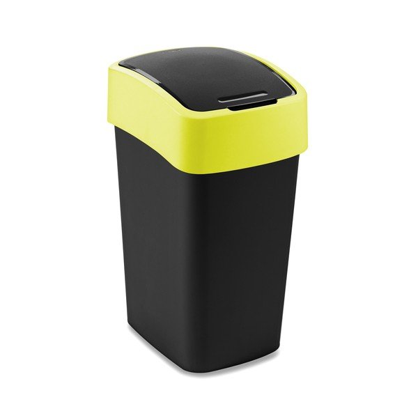 Geltonos spalvos/juodos spalvos iš plastiko šiukšliadėžė rūšiavimui 25 l Flip Bin – Curver