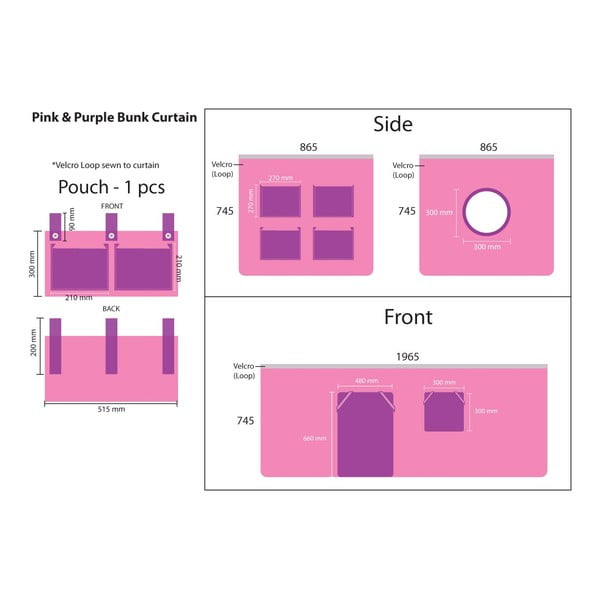 Vaikiškos užuolaidos lovai 3 vnt. 195x75 cm Bella – Vipack-image-3