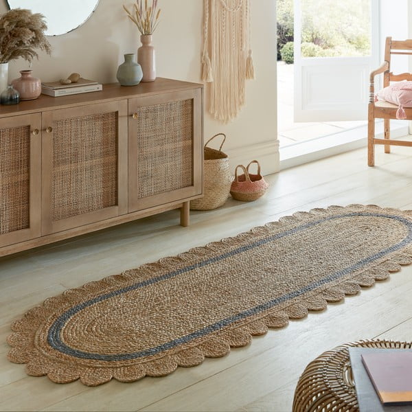 Rankų darbo pilkos spalvos/natūralios spalvos iš džiuto kilimas 80x230 cm Grace Grey – Flair Rugs-image-1