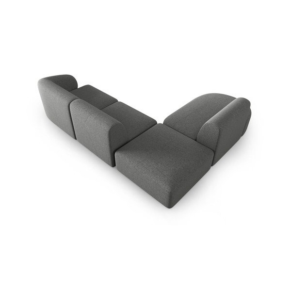 Pilkos spalvos iš šenilinio audinio kampinė sofa (su kairiuoju kampu/„L“ formos) Paolo – Milo Casa-image-3