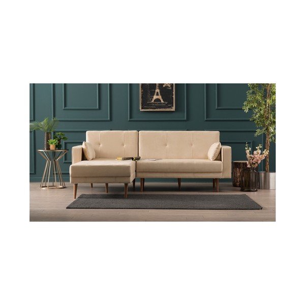 Kreminė sofa lova Dublinas, kairysis kampas-image-1