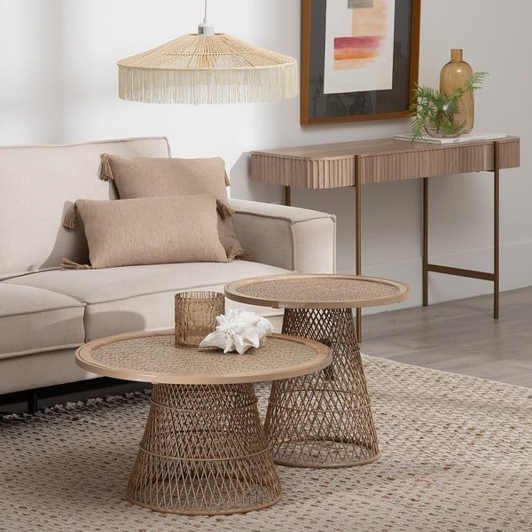 Iš rotango apvalios formos šoninis stalas ø 55 cm – Ixia-image-1