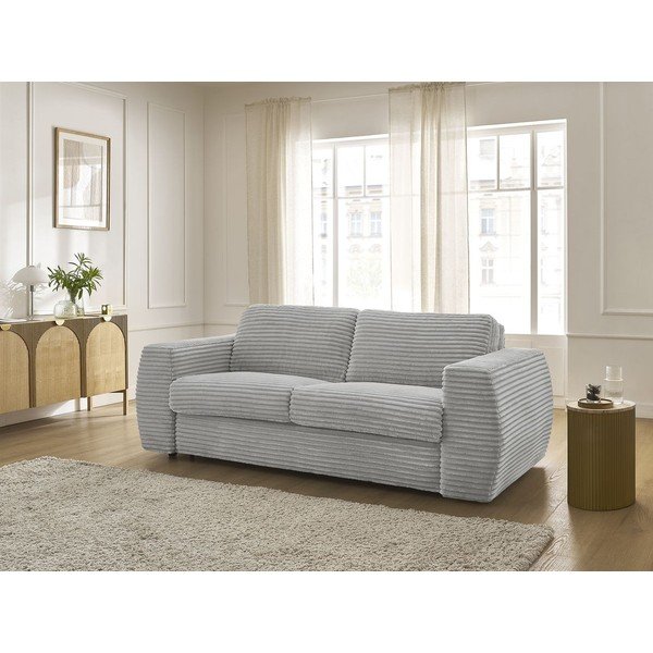 Šviesiai pilkos spalvos sofa miegojimui/sulankstoma iš kordinio velveto 240 cm Hugo – Bobochic Paris-image-1