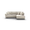 Smėlio spalvos iš velveto sulankstoma/su sandėliavimo vieta kampinė sofa (su dešiniuoju kampu/„L“ formos) Kyoto – Cosmopolitan Design