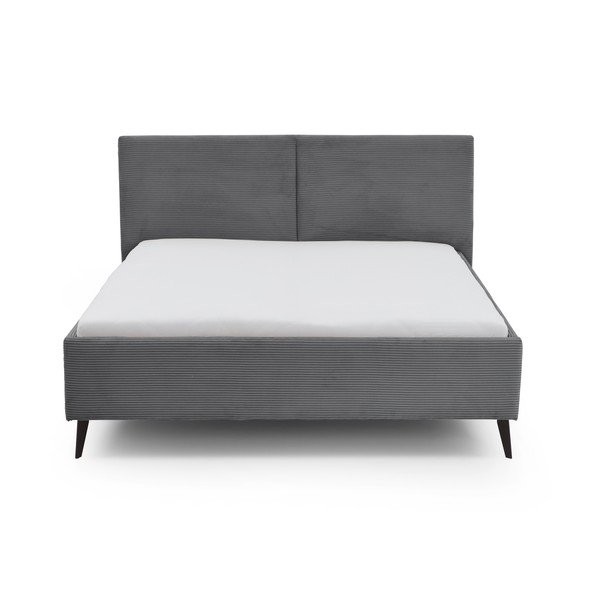 Pilkos spalvos dvigulė lova audiniu dengta be grotelių 180x200 cm Lando – Meise Möbel-image-4