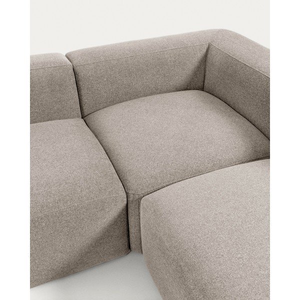 Smėlio spalvos kampinė sofa iš šenilinio audinio Blok – Kave Home-image-3