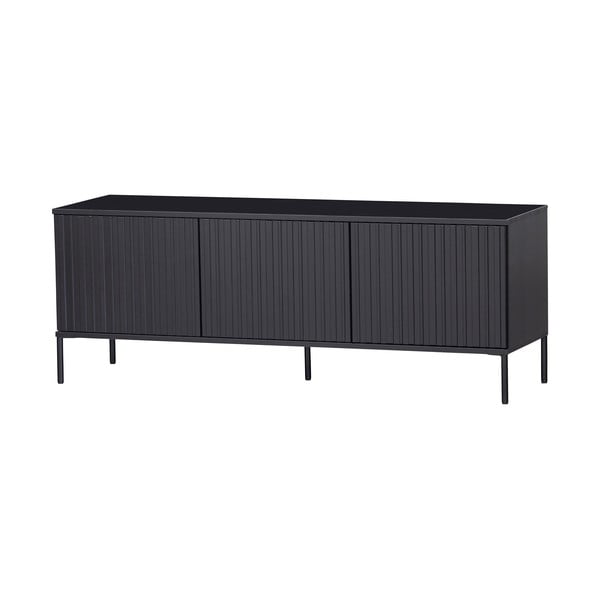 Juodos spalvos iš pušies masyvo TV spintelė 150x56x44 cm Gravure – WOOOD-image-2