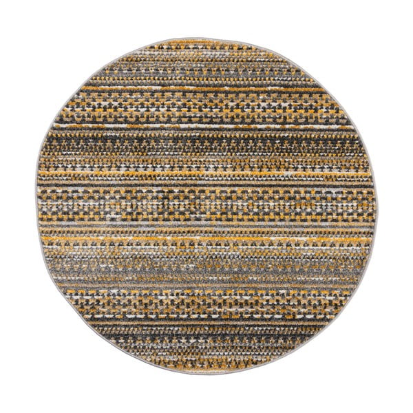 Apvalios formos kilimas garstyčių spalvos 140x140 cm Camino – Flair Rugs