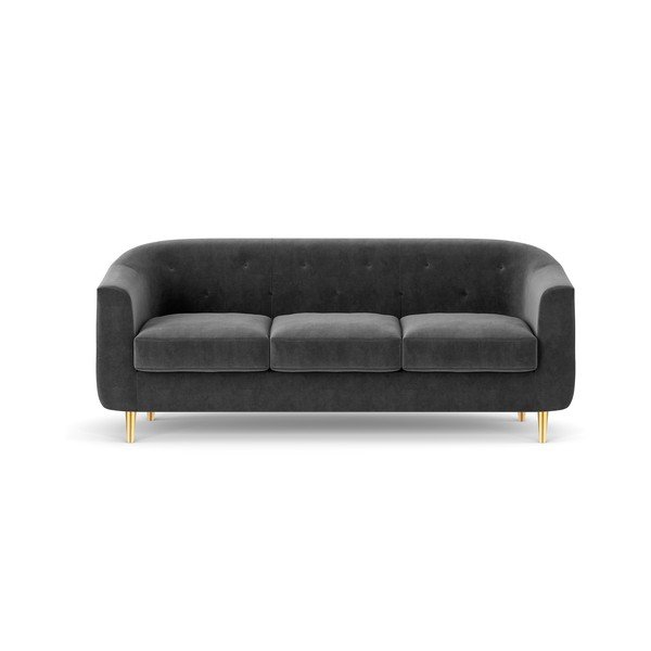 Tamsiai pilka aksominė sofa Kooko Home Corde, 175 cm