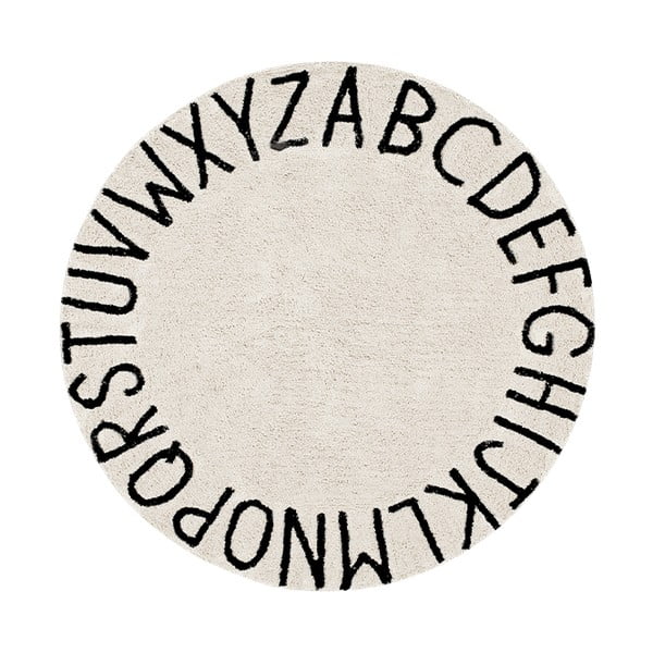 Skalbiamas/rankų darbo iš medvilnės vaikiškas kilimas kreminės spalvos ø150 cm ABC Natural Black – Lorena Canals