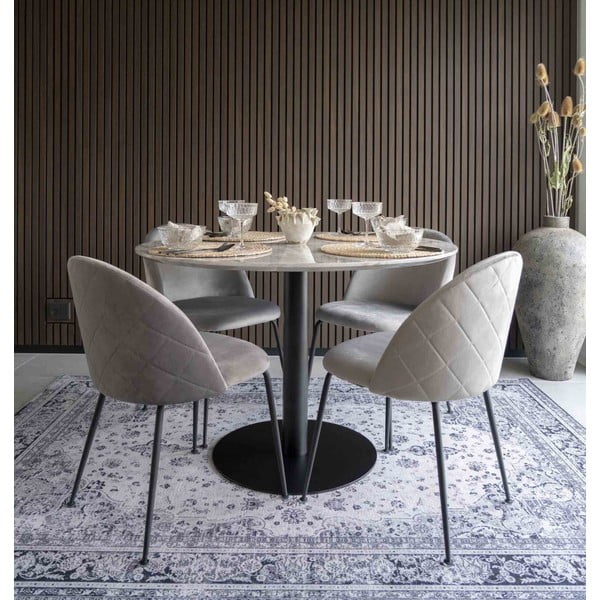 Iš aksomo valgomojo kėdės šviesiai pilkos spalvos 2 vnt. Geneve – House Nordic-image-1