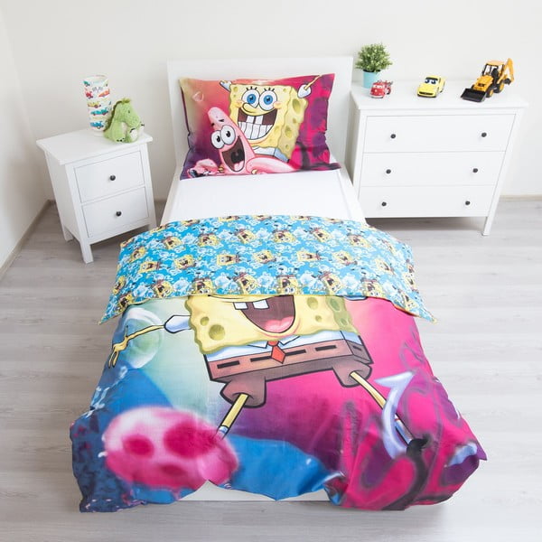 Viengulė vaikiška patalynė iš medvilnės 140x200 cm Sponge Bob – Jerry Fabrics-image-2