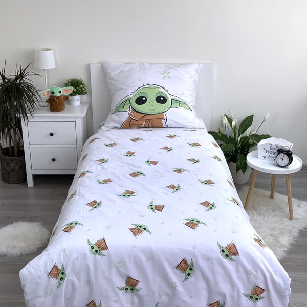 Viengulė vaikiška patalynė iš medvilnės 140x200 cm Star Wars Baby Yoda – Jerry Fabrics-image-2