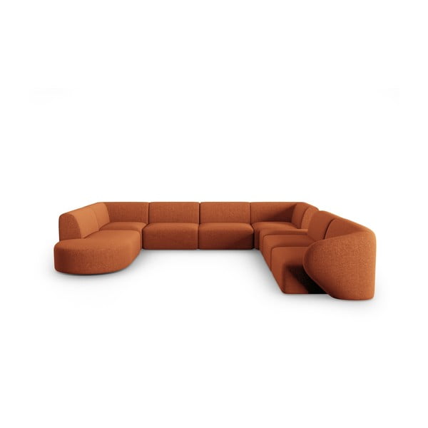 Terakotos spalvos iš šenilinio audinio kampinė sofa (su dešiniuoju kampu/„U“ formos) Paolo – Milo Casa