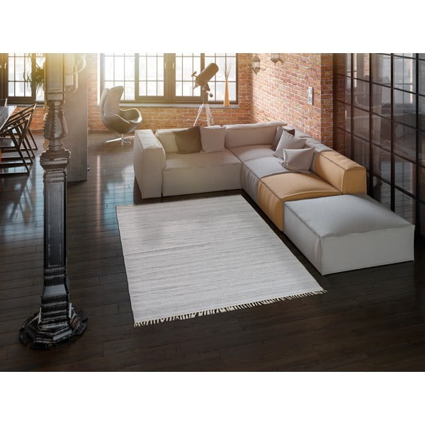 Šviesiai pilkas lauko kilimas iš perdirbto plastiko Universal Liso, 140 x 200 cm-image-1