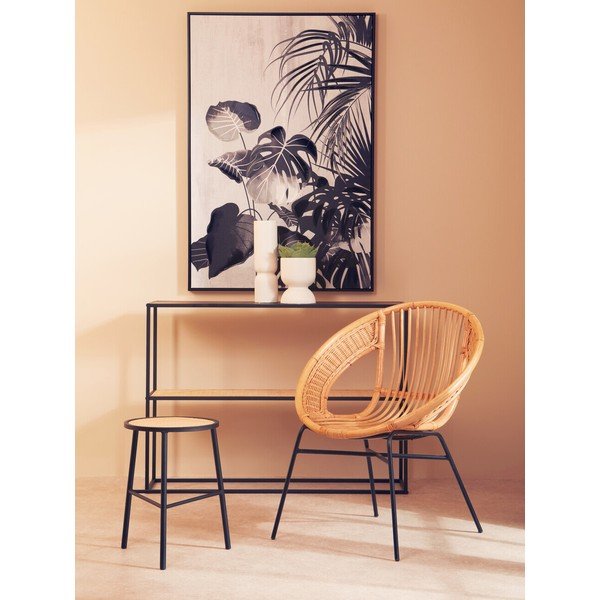Juodos spalvos/natūralios spalvos iš rotango taburetė Depok – Premier Housewares-image-3